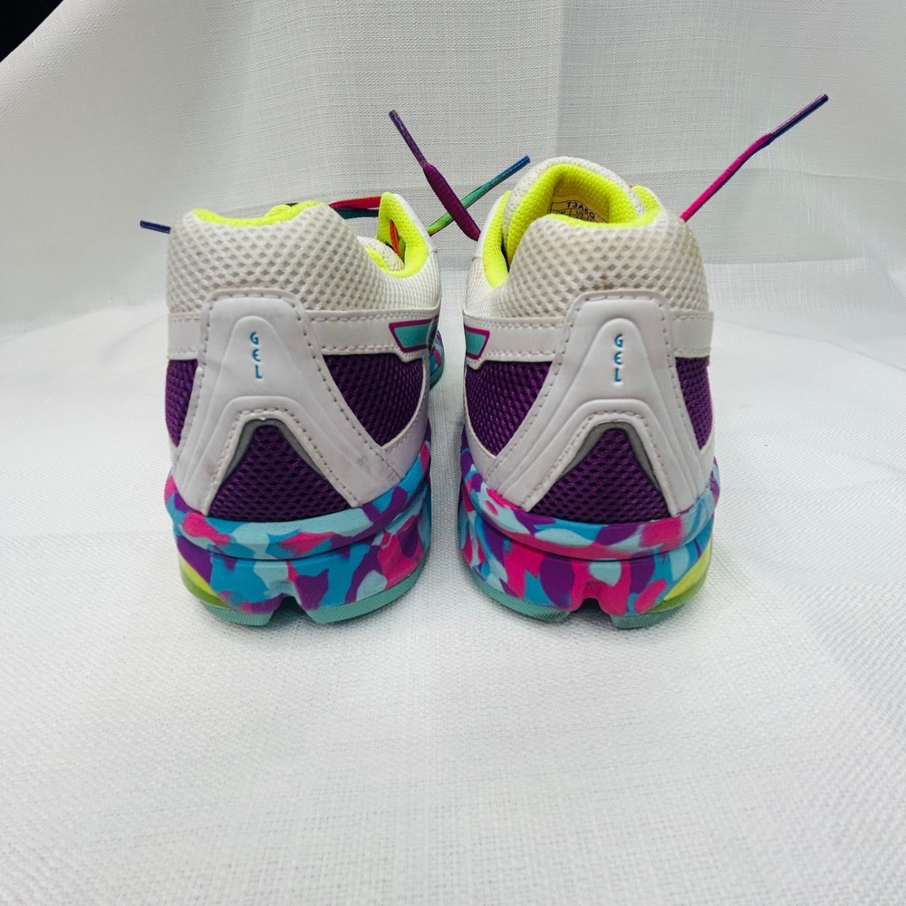 Asics Gel-Frantic 7 Running Shoes Womens 10 White Purple Teal Rainbow Sneakers - Picture 4 of 15